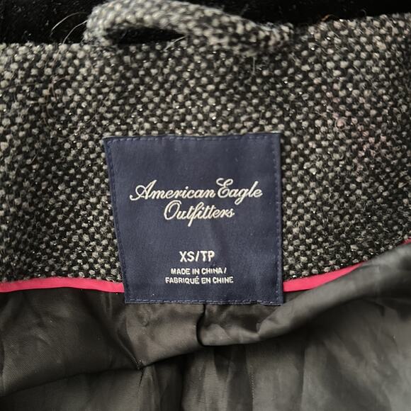 American Eagle Outfitters | Silver Gray Tweed Blazer with Velvet Trim Size XS - Picture 9 of 13